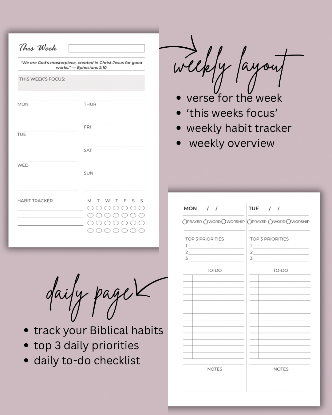 Christian Goal Setting & Devotional Planner | 12 Month Undated Planner | Living a Purposeful Life®